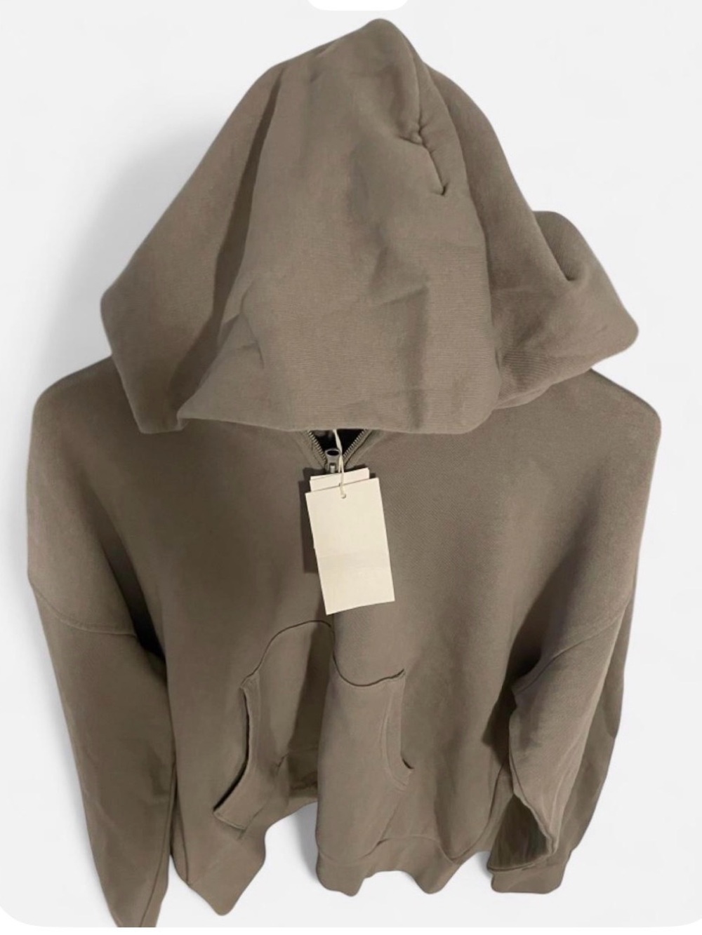 Zara Men's Zip-Up Hooded Sweatshirt in Taupe